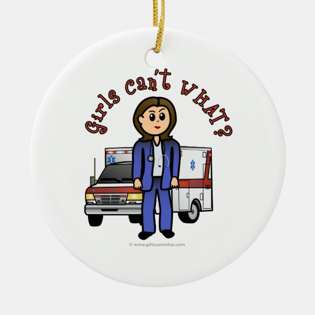 Light EMT Paramedic Girl Ceramic Tree Decoration (Front)