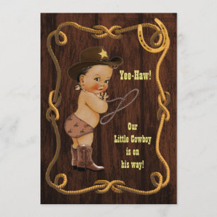 Light Ethnic Cowboy Rustic Baby Shower Invitation