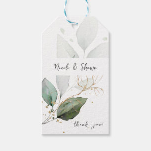 Light Eucalyptus Glow Gold Greenery Thank You  Gift Tags