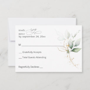 Light Eucalyptus Glow Gold no Meal RSVP Card