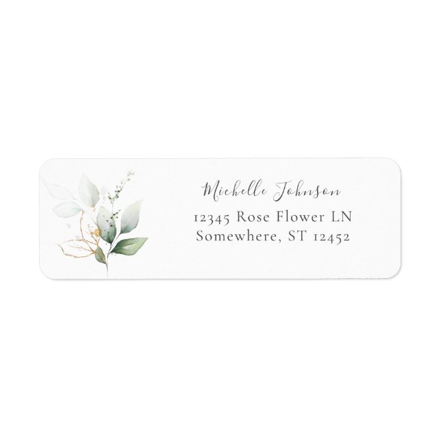 Light Eucalyptus Glow Gold Return Address Label (Front)
