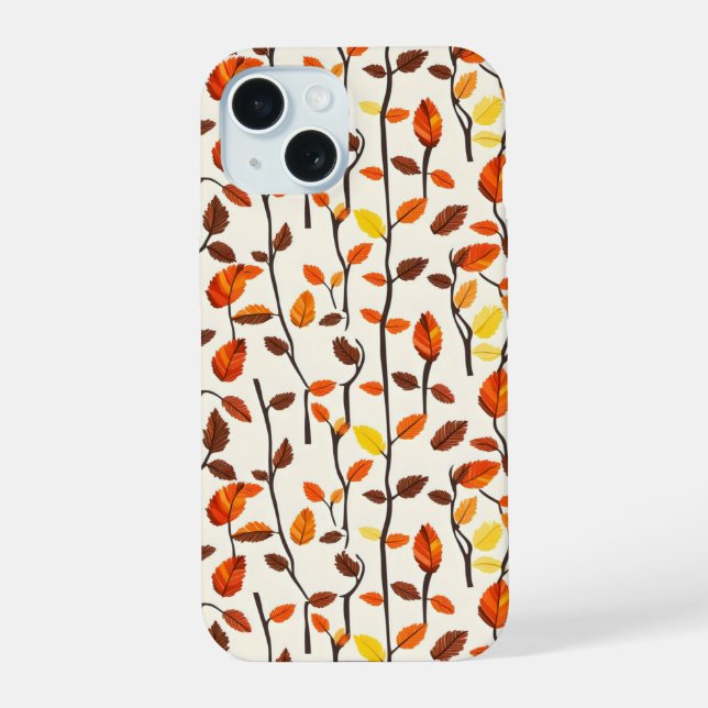 Light Fall Leaves Pattern iPhone 15 Case (Back)