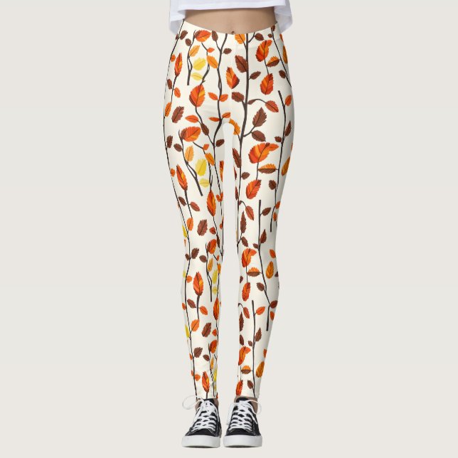 Light Fall Leaves Pattern Leggings (Front)