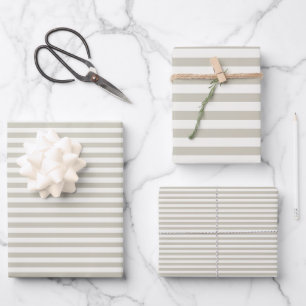 Light Feather Brown & Off-White Stripes Wrapping Paper Sheet