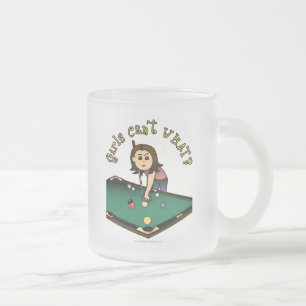 Light Female Billiards Player Frosted Glass Coffee Mug