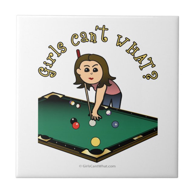 Light Female Billiards Player Tile (Front)