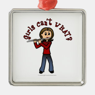 Light Female Flute Player Metal Tree Decoration