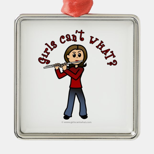 Light Female Flute Player Metal Tree Decoration (Front)