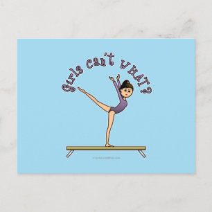 Light Female Gymnast on Balance Beam Postcard