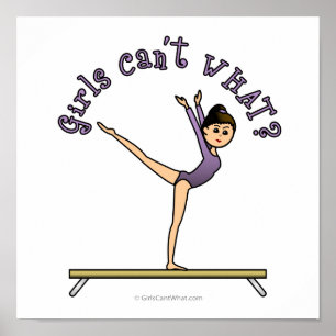 Light Female Gymnast on Balance Beam Poster