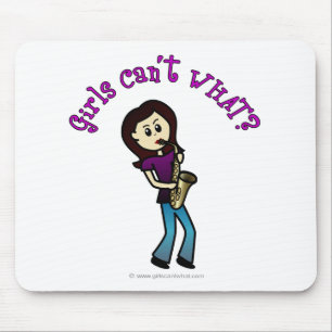 Light Female Saxophone Player Mouse Mat