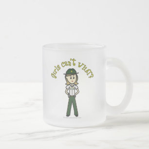 Light Female Sheriff in Green Uniform Frosted Glass Coffee Mug