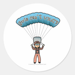 Light Female Sky Diver Classic Round Sticker