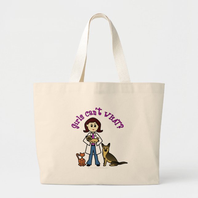 Light Female Veterinarian Large Tote Bag (Front)
