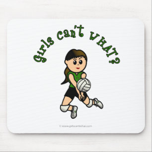 Light Female Volleyball Player in Green Uniform Mouse Mat