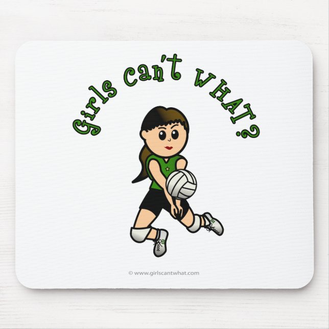 Light Female Volleyball Player in Green Uniform Mouse Mat (Front)