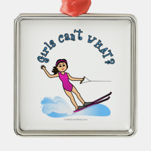 Light Female Water Skier Metal Tree Decoration