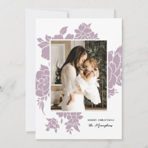 Light Floral Cutout   Lilac   Photo Christmas Holiday Card