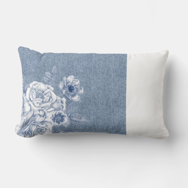 Light Flowers Denim Pillow (Front)