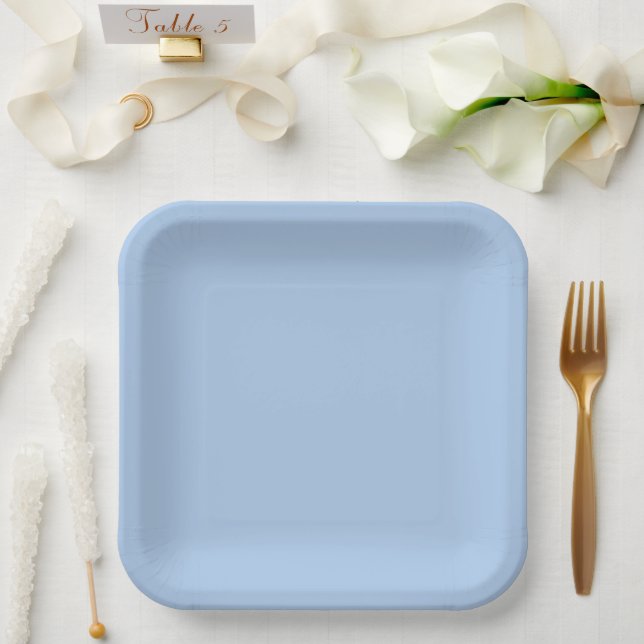 Light French Blue Solid Paper Plate (Wedding)
