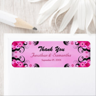 Light Fuchsia Floral Small Wedding Favour Labels