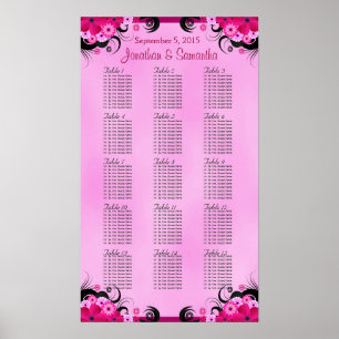 Light Fuschia 15 Wedding Table Seating Charts