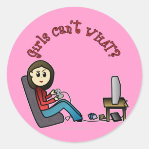 Light Gamer Girl Classic Round Sticker