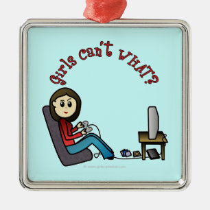 Light Gamer Girl Metal Tree Decoration