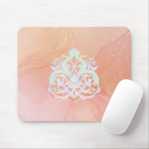 Light Garden Harmony – Blue & Peach Florals Mouse Mat