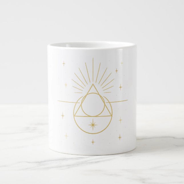 Light Geometry ✨ | Sacred Golden Geometry Design Large Coffee Mug (Front)