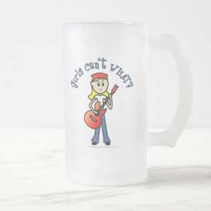 Light Girl Guitar Player Frosted Glass Beer Mug