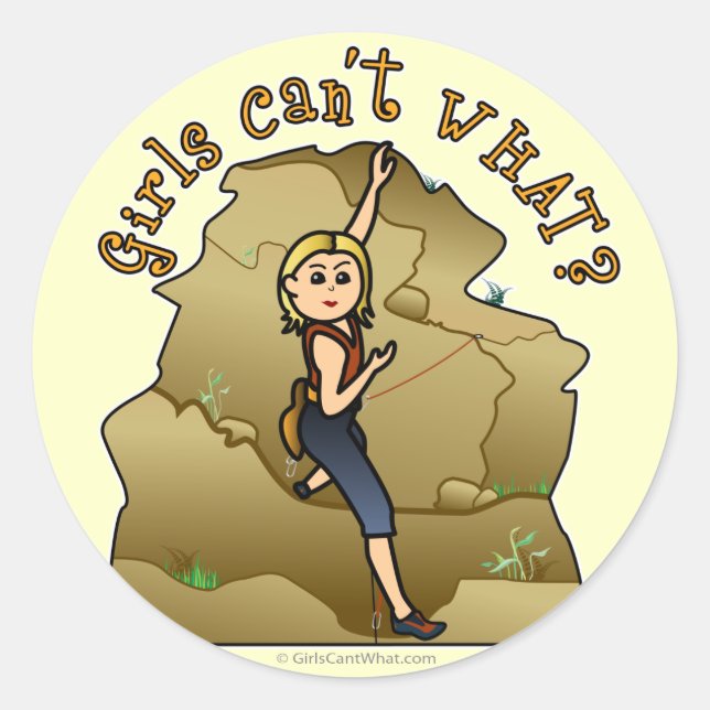 Light Girl Rock Climber Classic Round Sticker (Front)