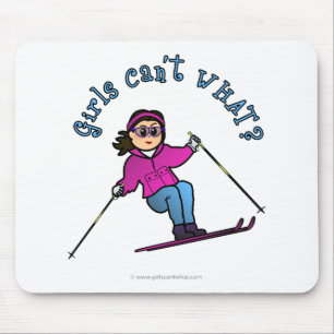 Light Girl Snow Skiing Mouse Mat