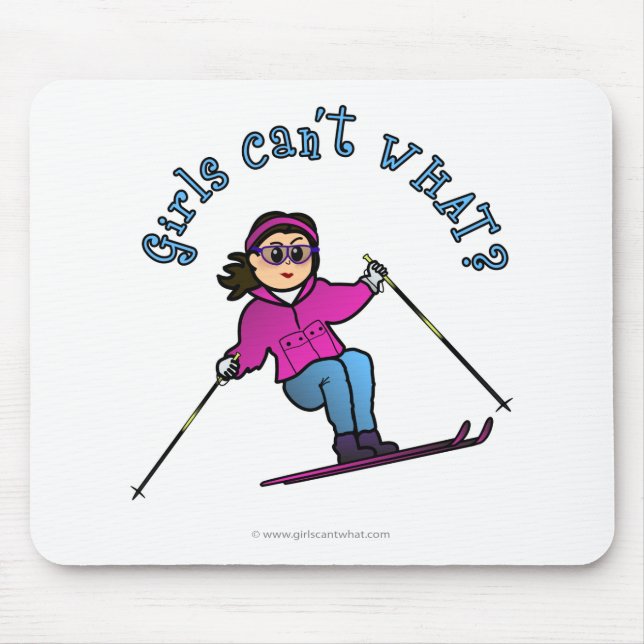 Light Girl Snow Skiing Mouse Mat (Front)