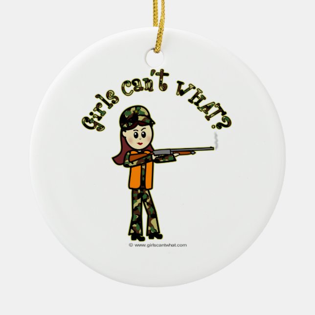 Light Girls Hunting Ceramic Tree Decoration (Front)