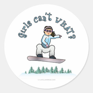 Light Girls Snowboarding Classic Round Sticker