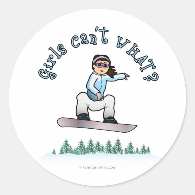 Light Girls Snowboarding Classic Round Sticker (Front)
