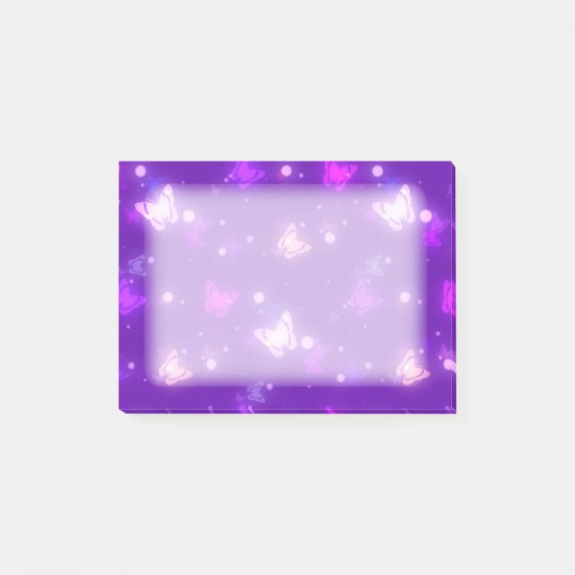Light Glow Butterflies Violet Purple Design Post-it Notes (Front)