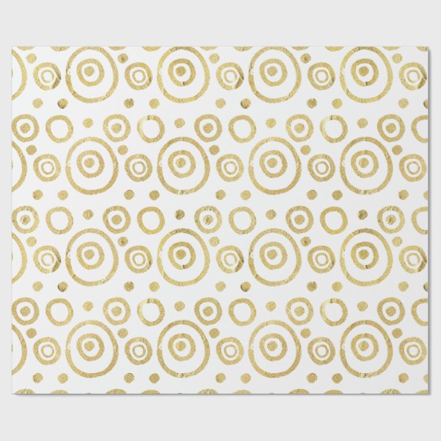 Light Gold And White Modern Abstract Circle Wrapping Paper (Flat)