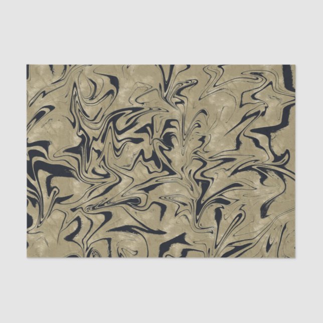 Light Gold & Black Elegant Glam Marble Swirl Tissue Paper (Front)