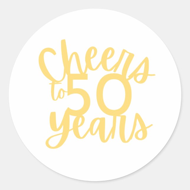 Light Gold Cheers to 50 Years Sticker (Front)