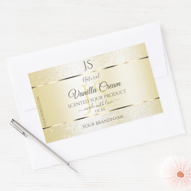 Light Gold Cream Glitter Product Labels Initials (Envelope)