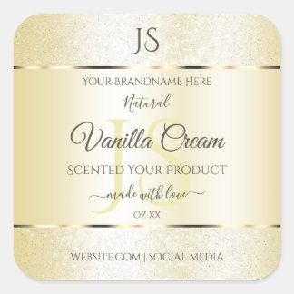 Light Gold Cream Glitter Product Labels Initials
