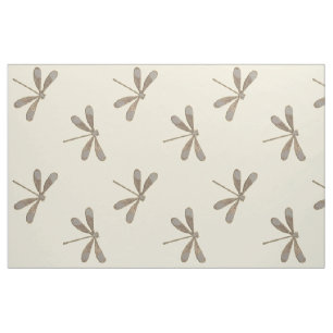 Light Gold Dragonfly Fabric