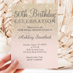 Light gold faux glitter pink ombre 50th birthday invitation<br><div class="desc">A modern,  original and simple faux light gold glitter ombre 50th birthday invitation on a fully customizable blush pink color background. Fiftieth!</div>