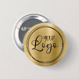 Light Gold Foil Your Business Logo Here 6 Cm Round Badge