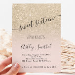 Light gold glitter pink ombre script sweet 16 invitation<br><div class="desc">A modern,  original and simple faux light gold glitter ombre Swet 16 birthday invitation on a fully customisable blush pink colour background with a modern typography.</div>