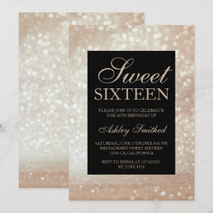 Light gold glitter sparkles elegant chic Sweet 16 Invitation