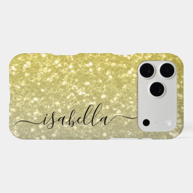 Light gold grey ombre faux sparkles Custom name (Back Horizontal)
