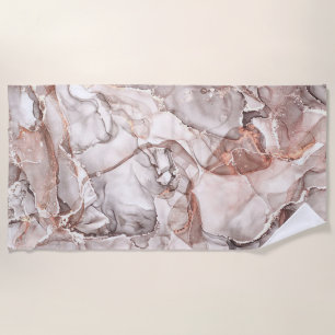LIGHT GOLD MARBLE AGATE SILVER GLITTER GLAM BEACH TOWEL